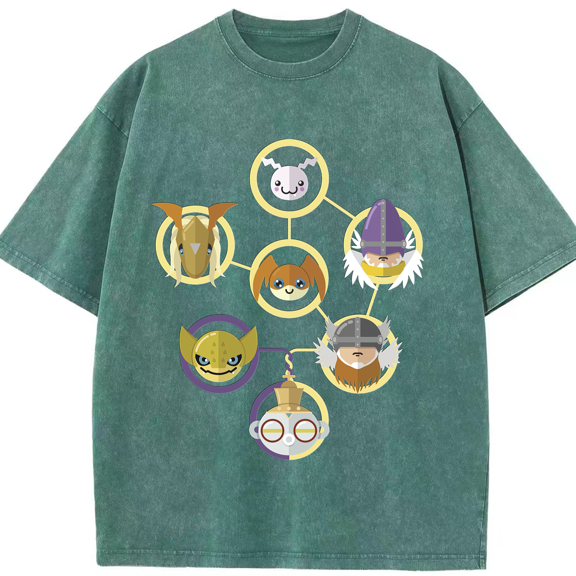 （画像用） Digimon デジタルモンスター/デジモン 綿100% ヴィンテージ風 半袖Tシャツ（フロントプリント）